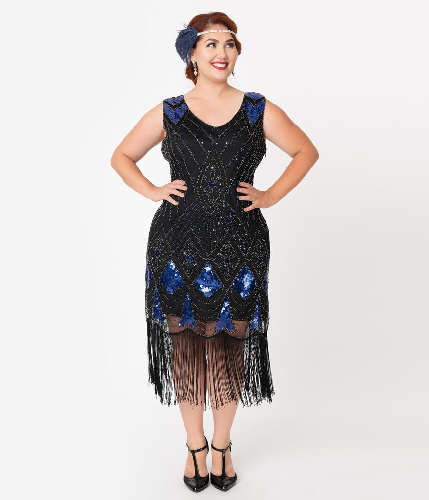 black and blue sequin dress