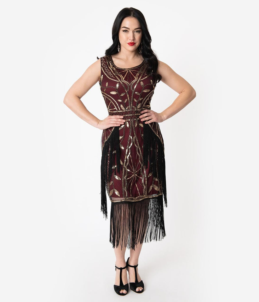 maroon flapper dress