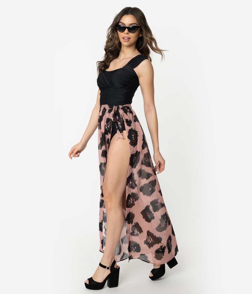 leopard print swim skirt