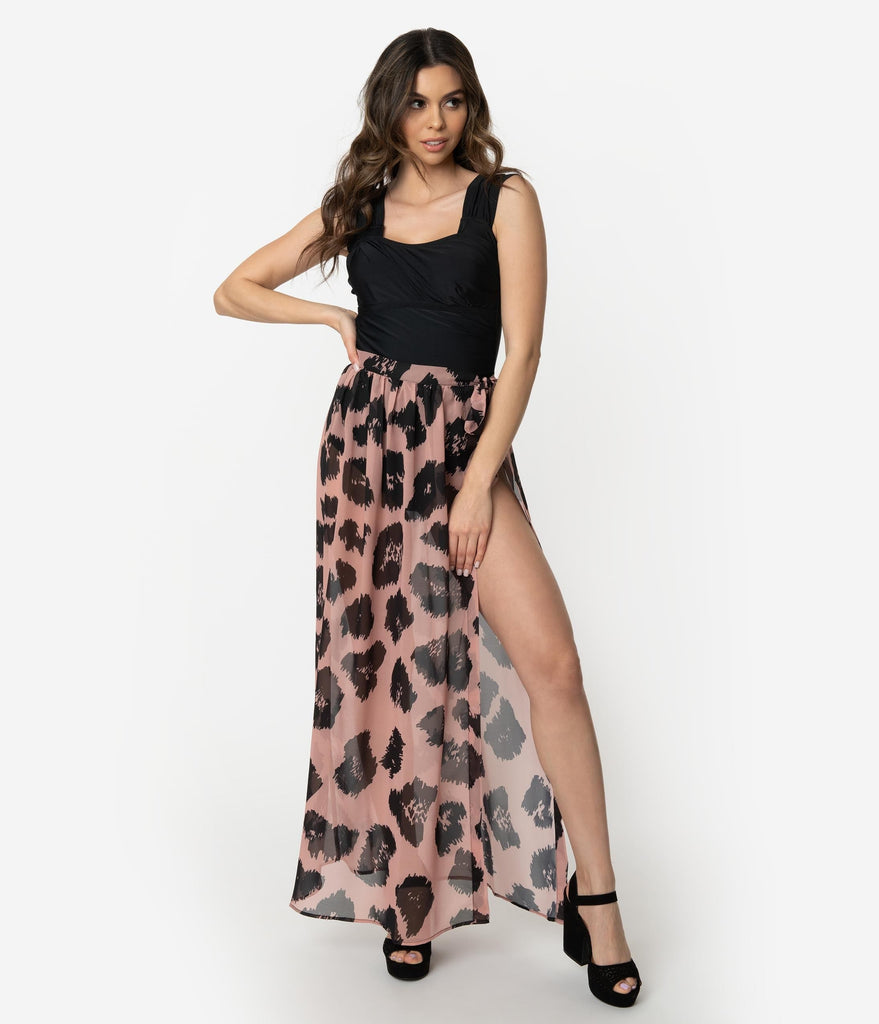 leopard print swim skirt