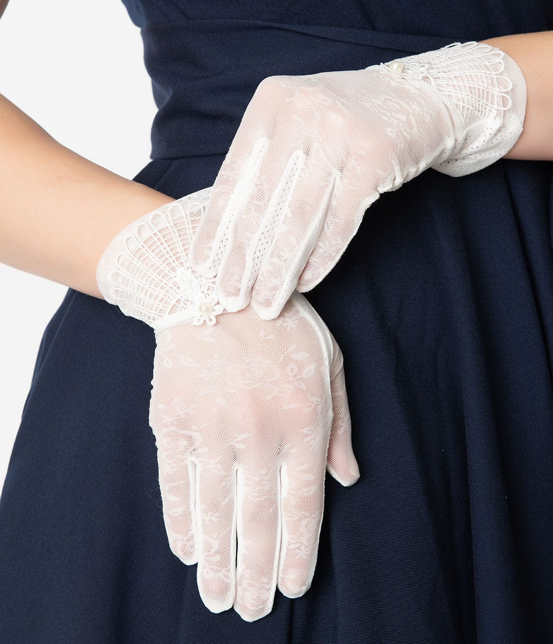 vintage white lace gloves