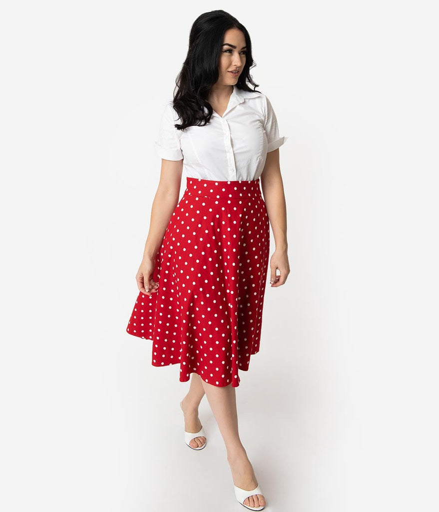 red and white skirt