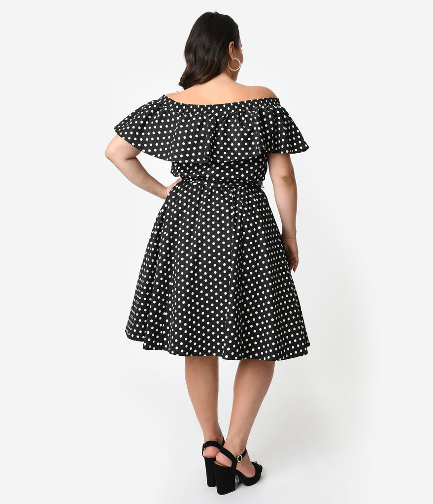 black and white polka dot skirt plus size