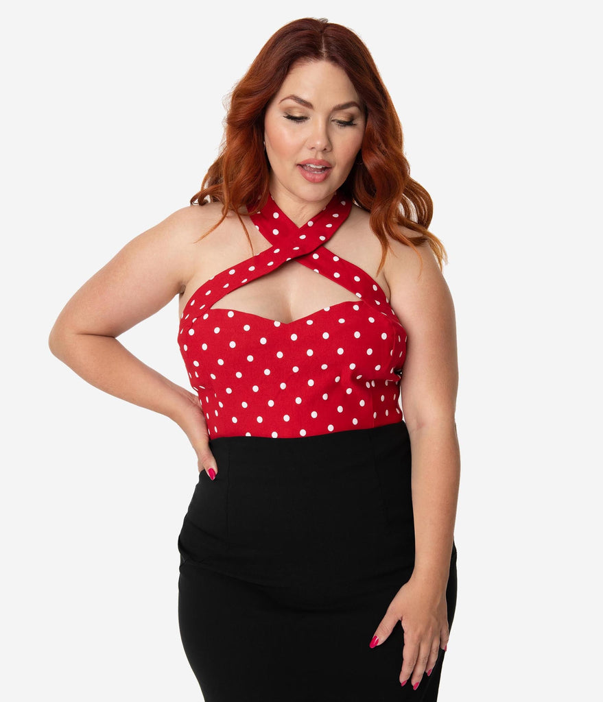 plus size red halter top