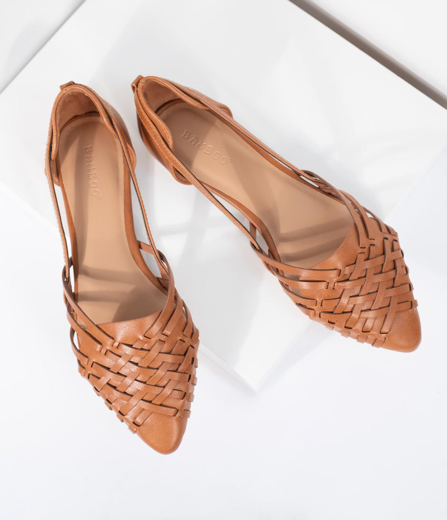 woven tan flats