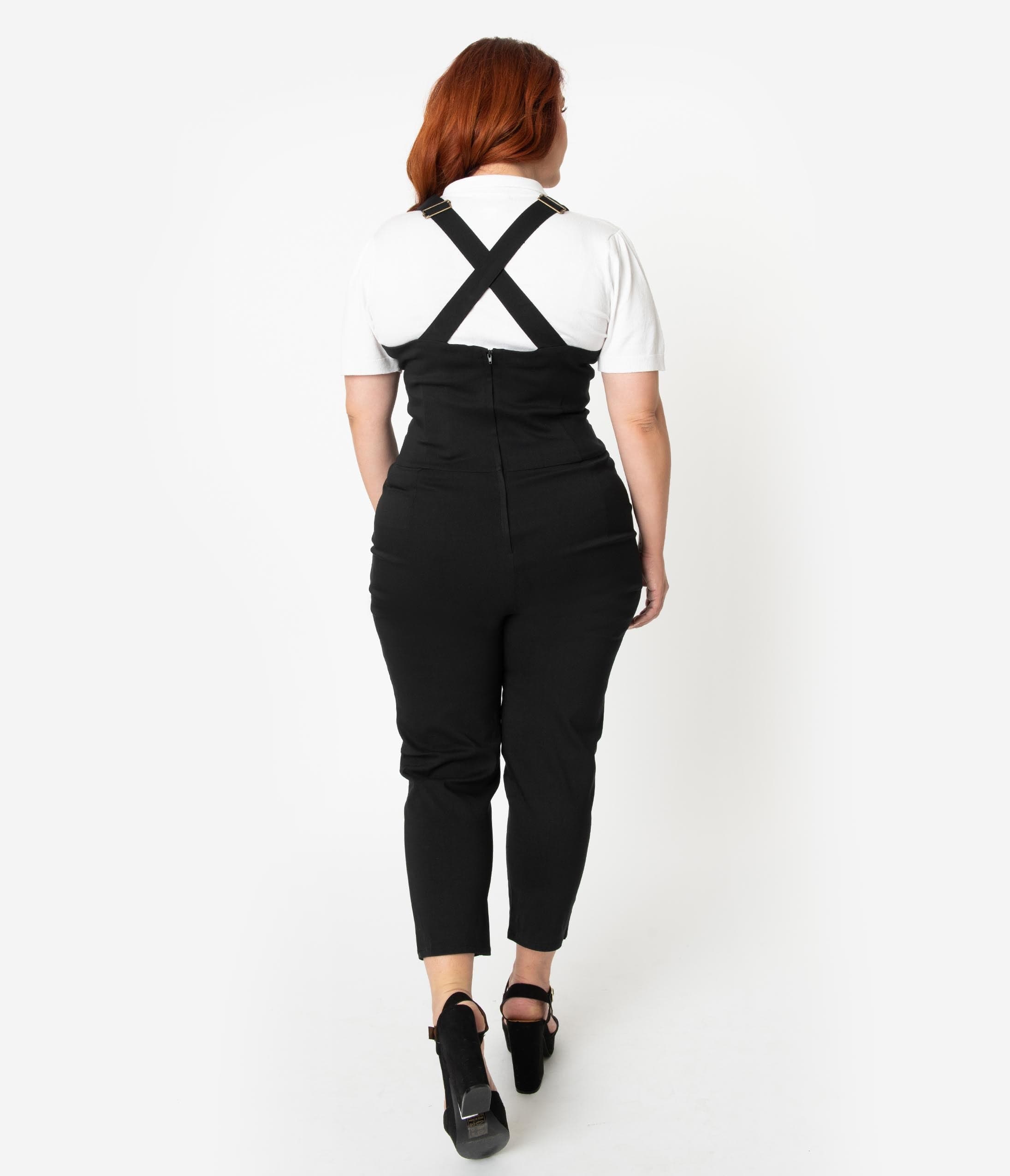 black capri overalls