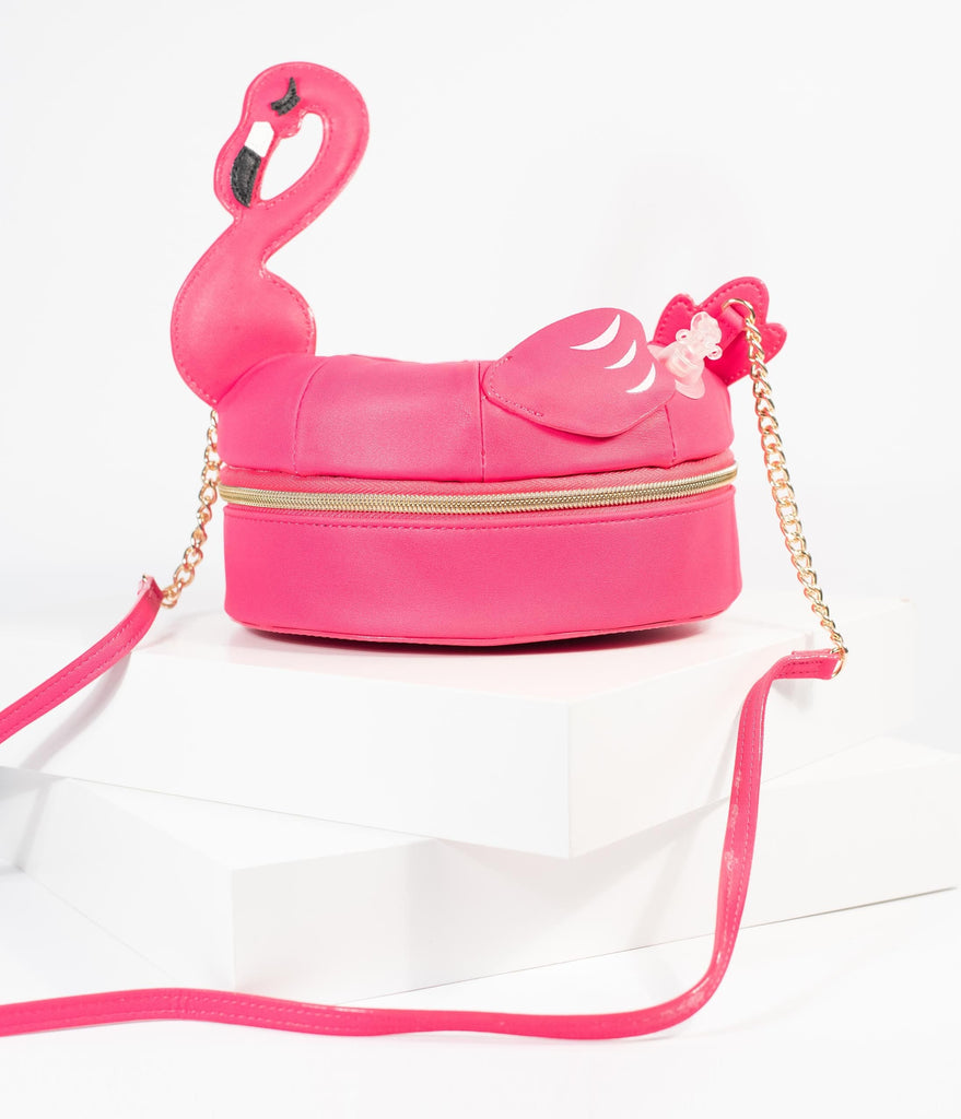 betsey johnson luggage flamingo