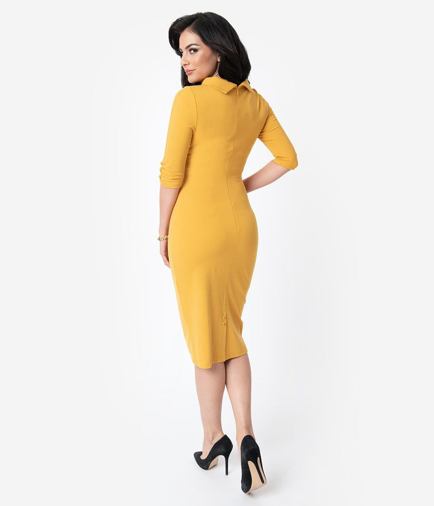 mustard yellow dress with sleeves