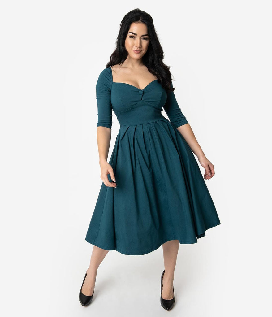 dark teal blue dress