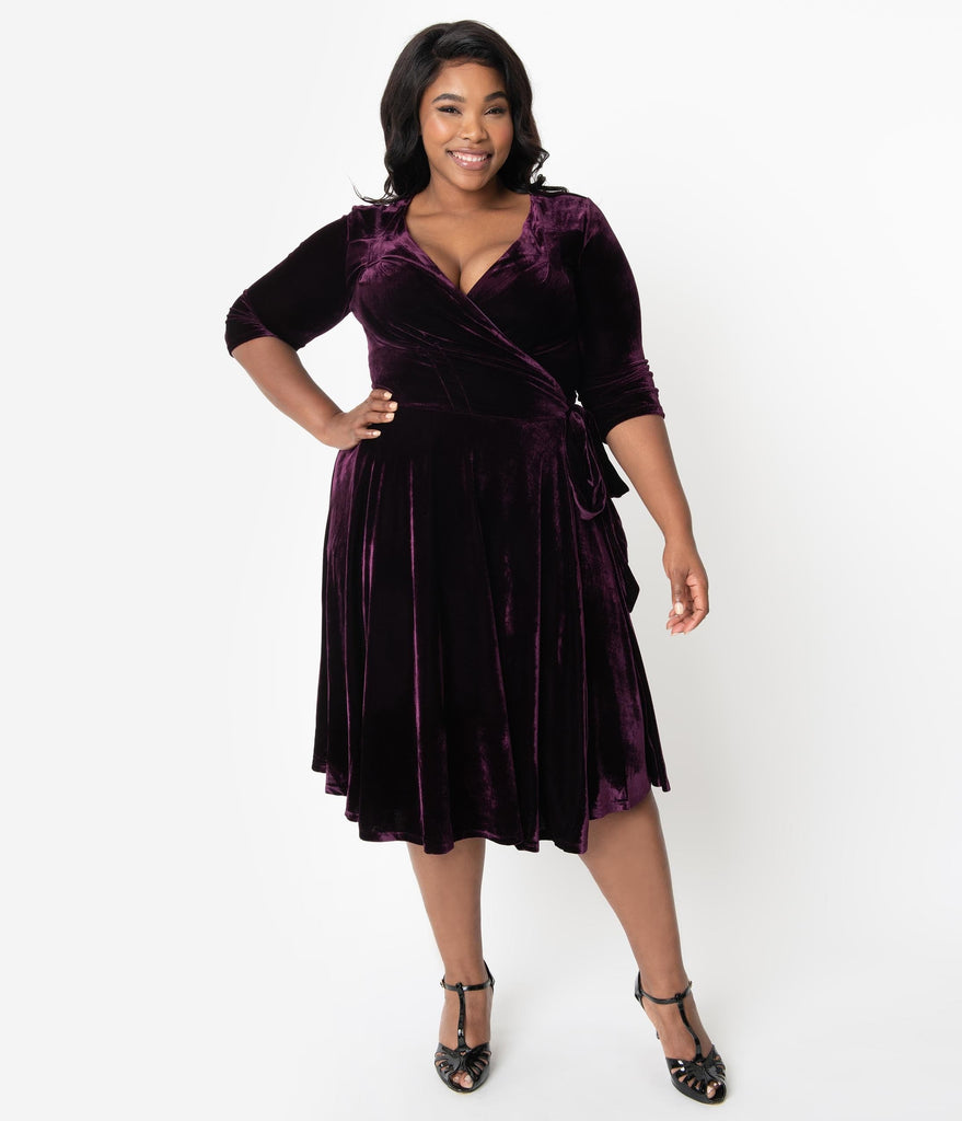 velvet wrap dress plus size