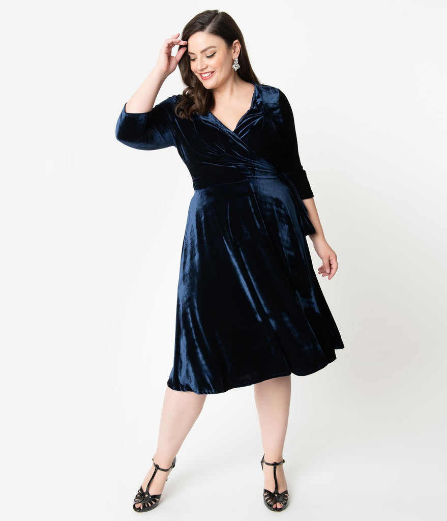 Plus Size Blue Velvet Dress Outlet Shop ...