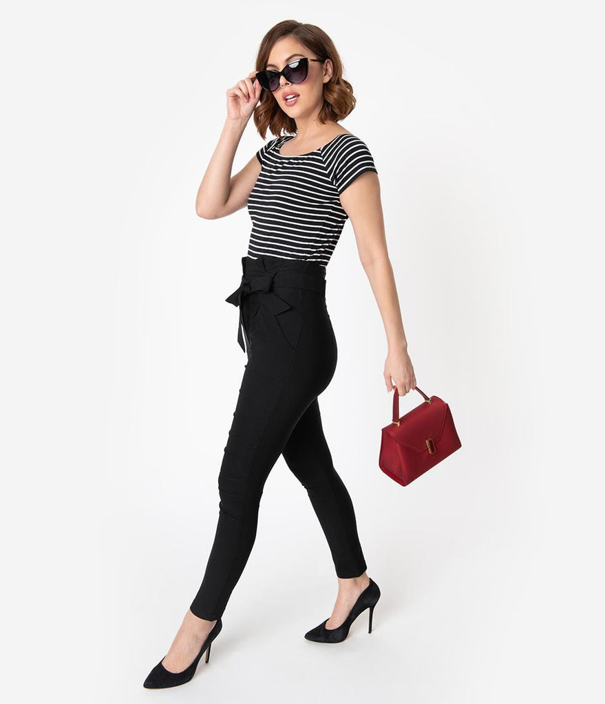 black paperbag pants outfit