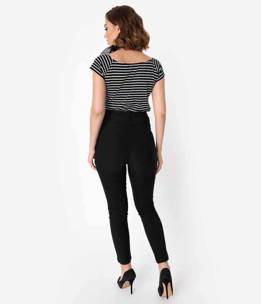 high waisted black stretch pants