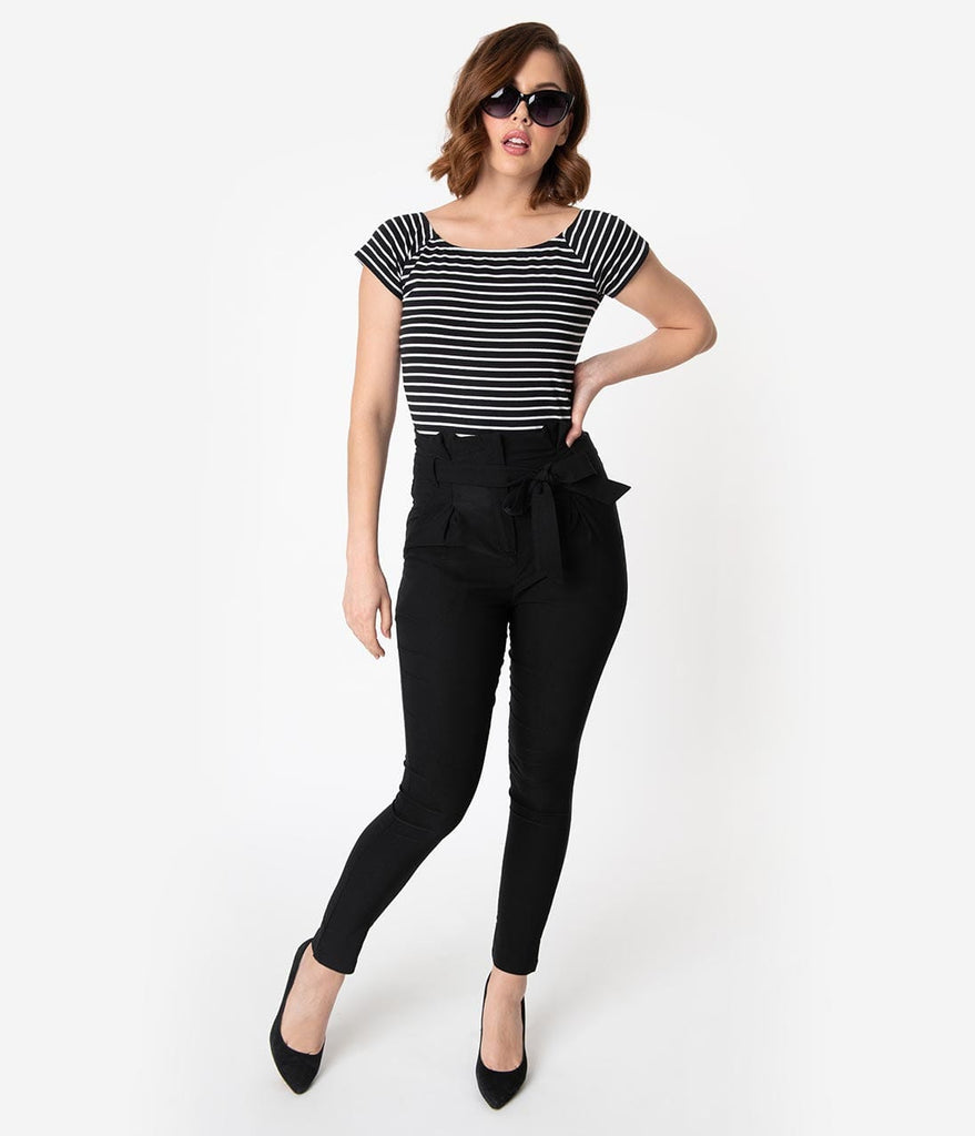 black stretch cigarette pants