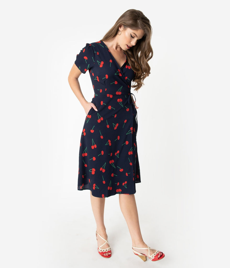 navy blue cherry dress