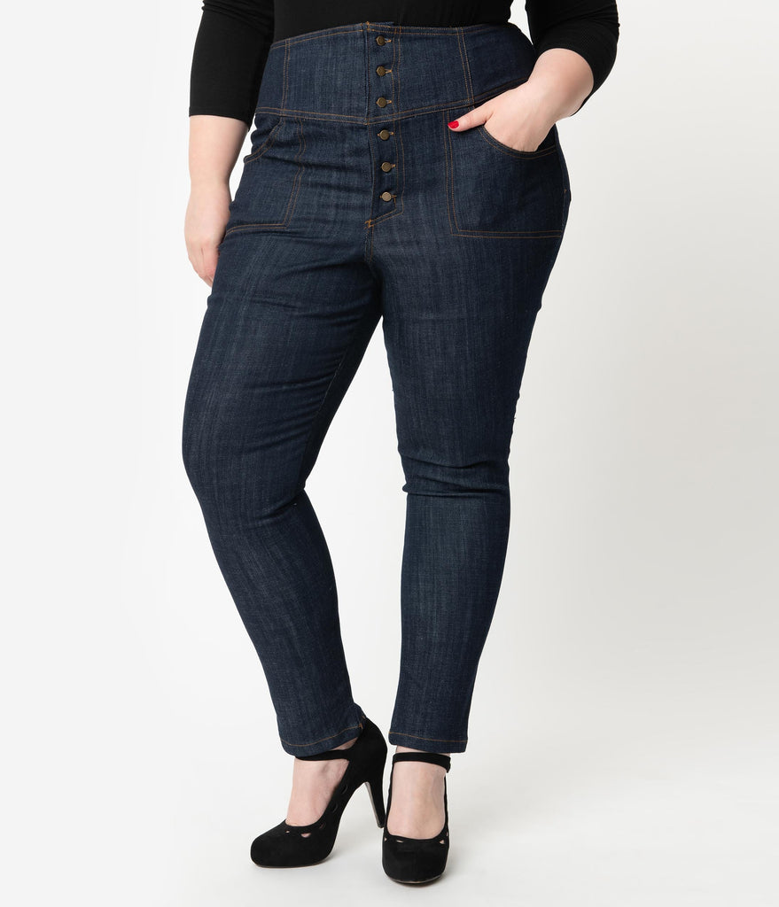 plus size navy blue skinny pants