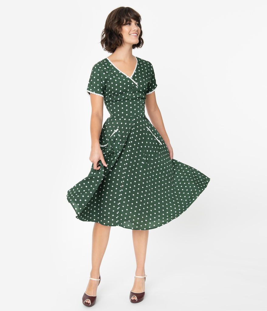 dark green swing dress