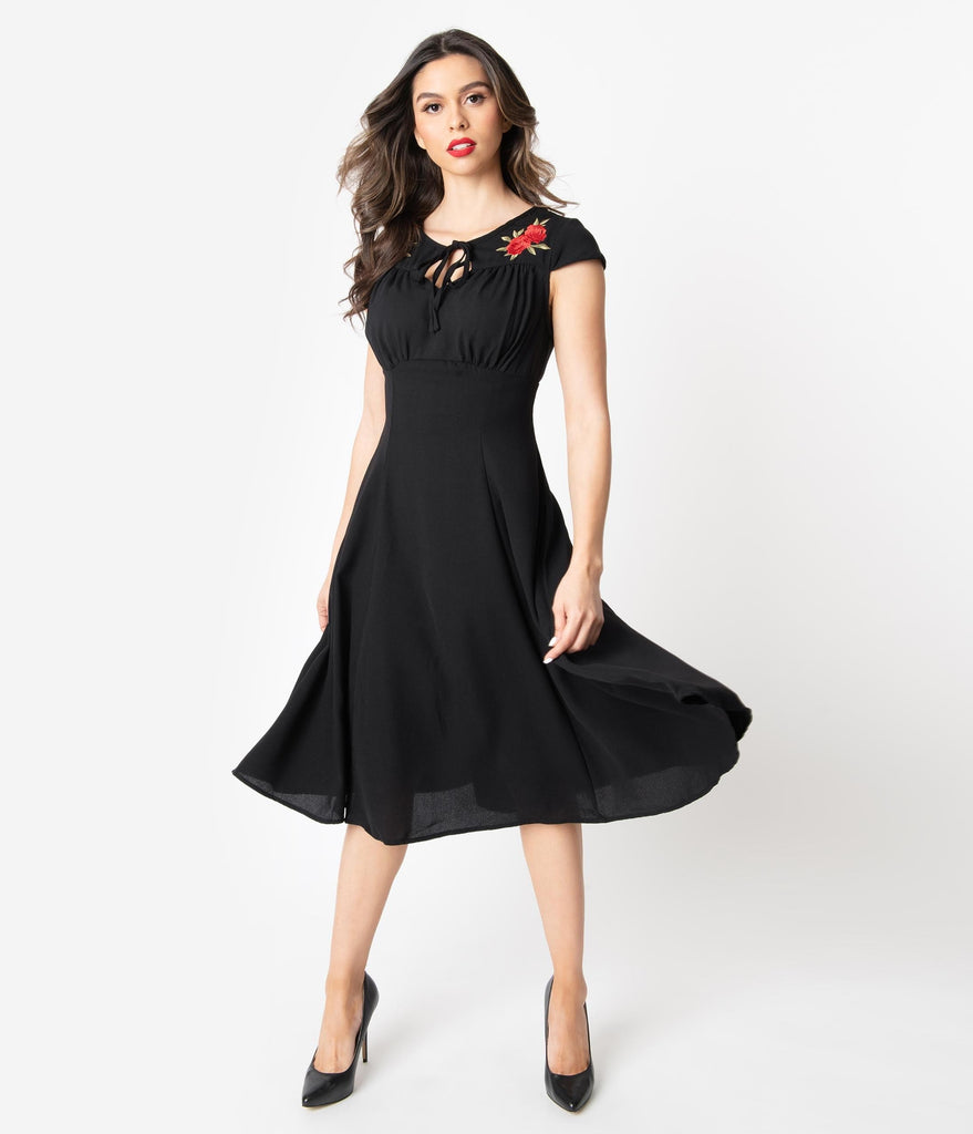 1940s Black Swing Dress