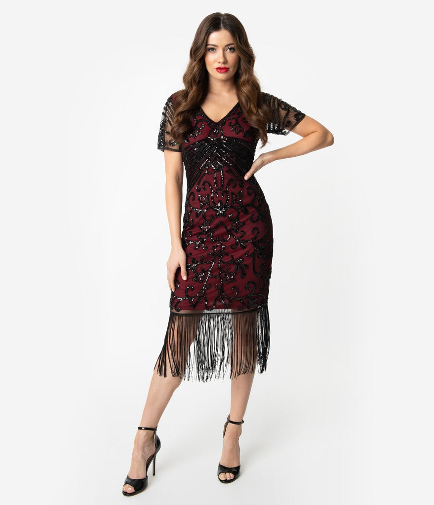 maroon flapper dress