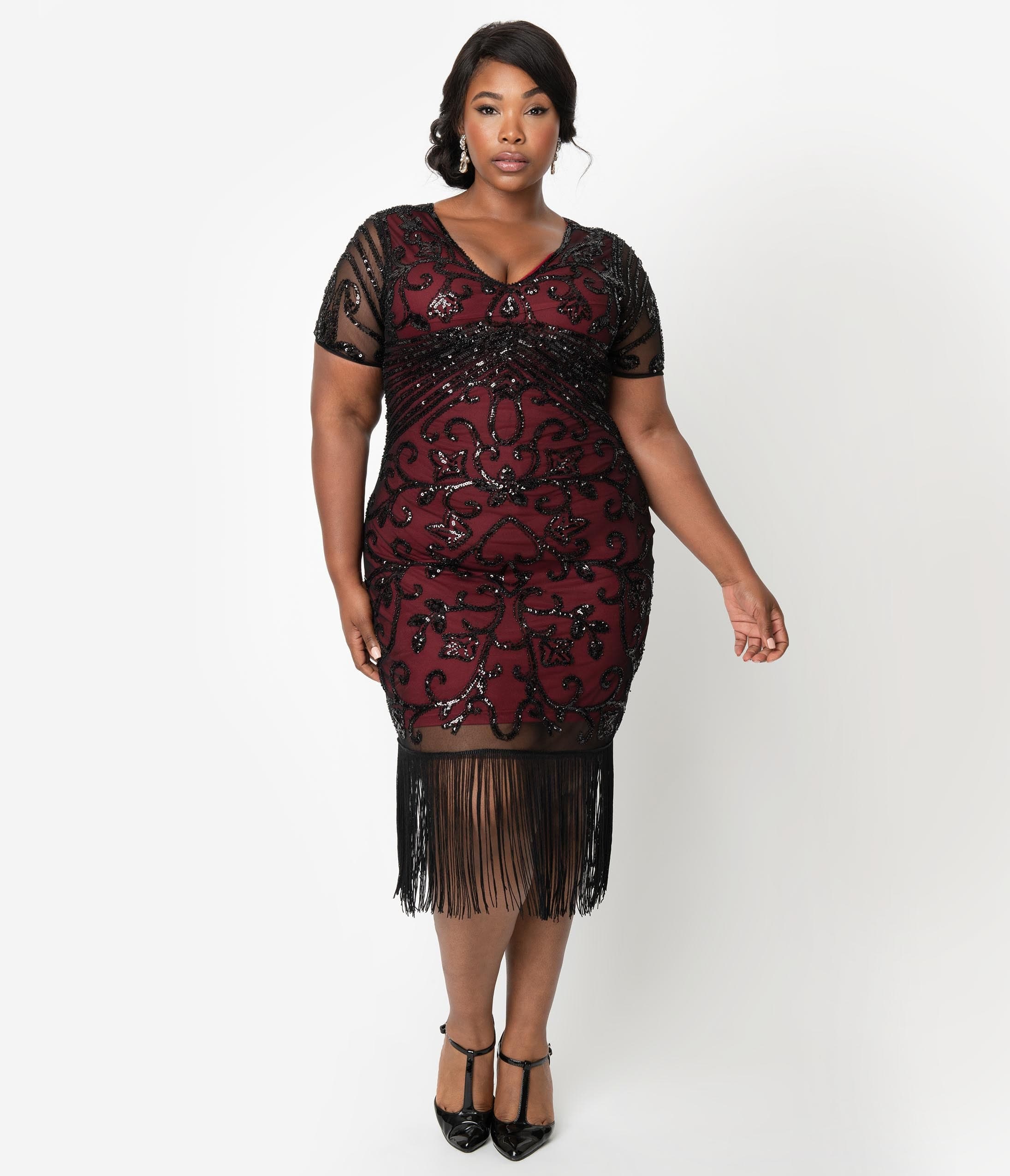 flapper dress with sleeves plus size