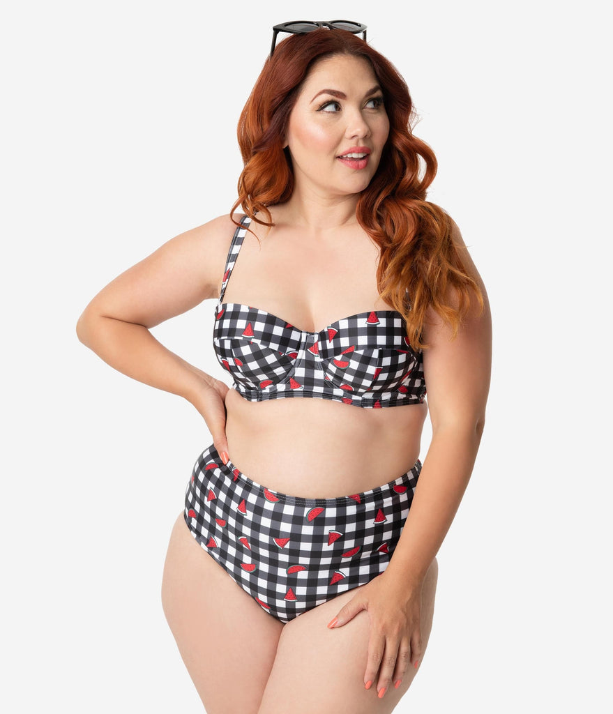 gingham swim top