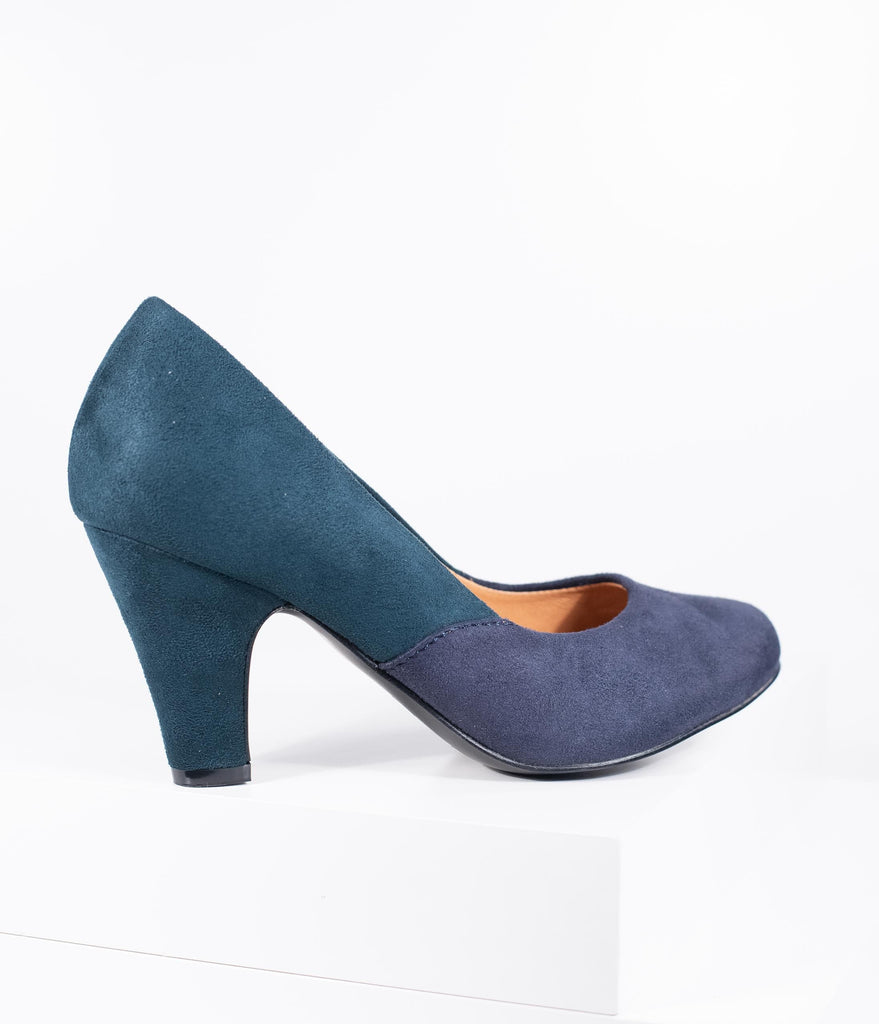 suede navy blue heels