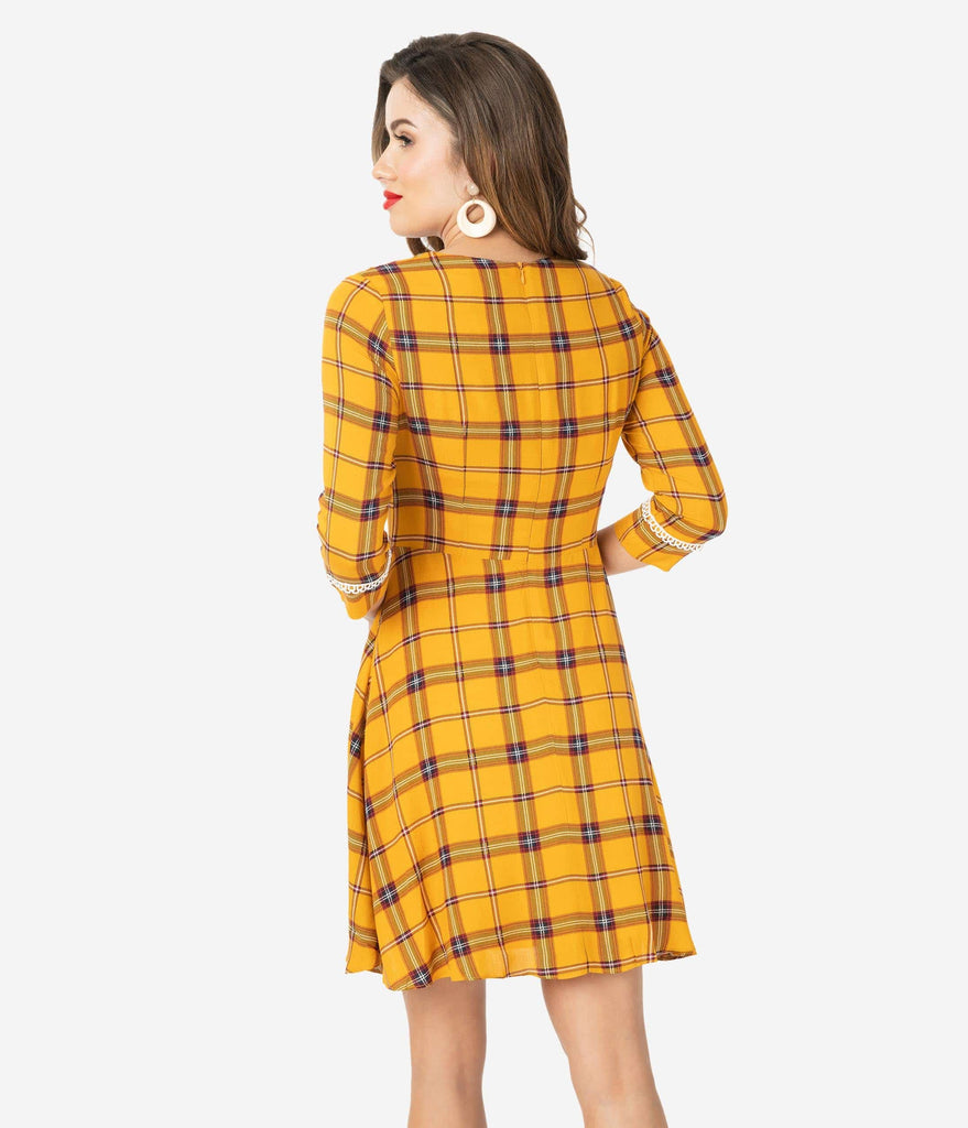 plaid flare dress