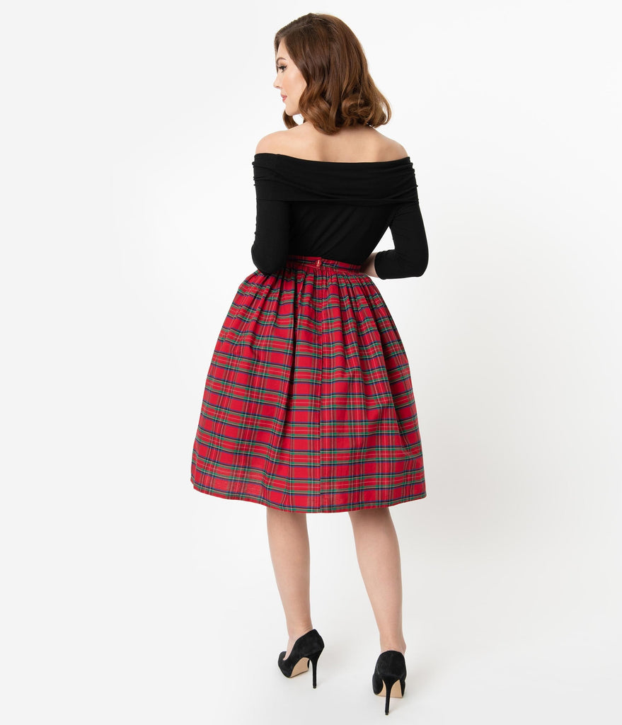 red plaid skirt 1950s