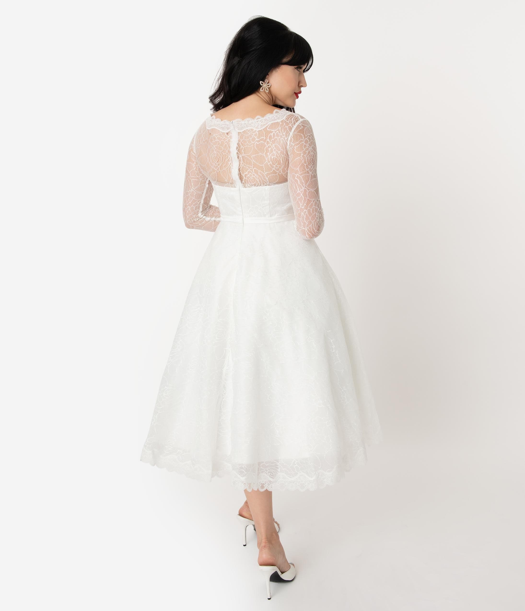 ivory lace long sleeve dress