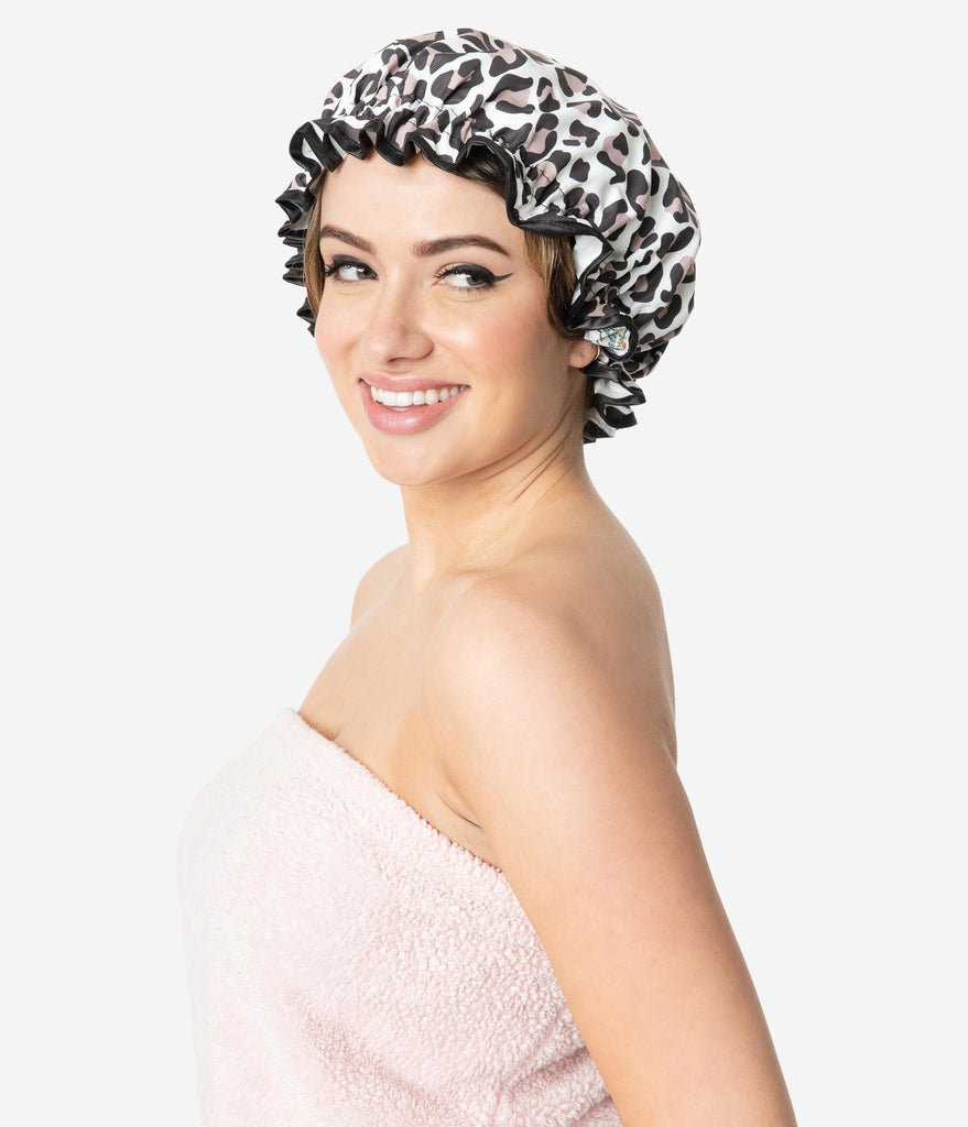 Retro Style Leopard Print Shower Cap 