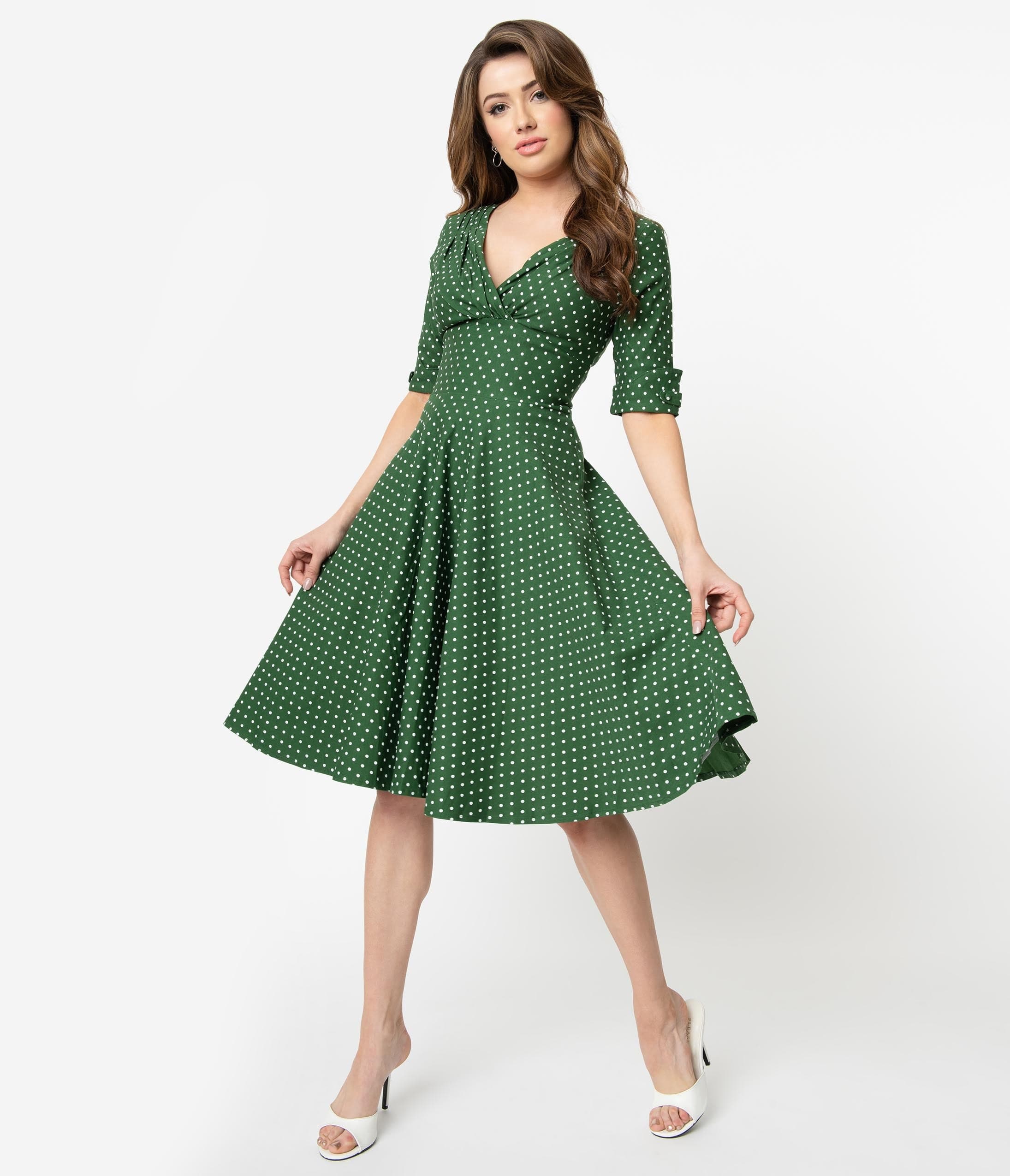 plus size green polka dot dress