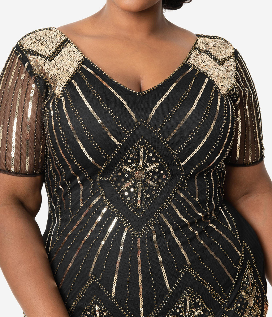 black and gold plus size tops