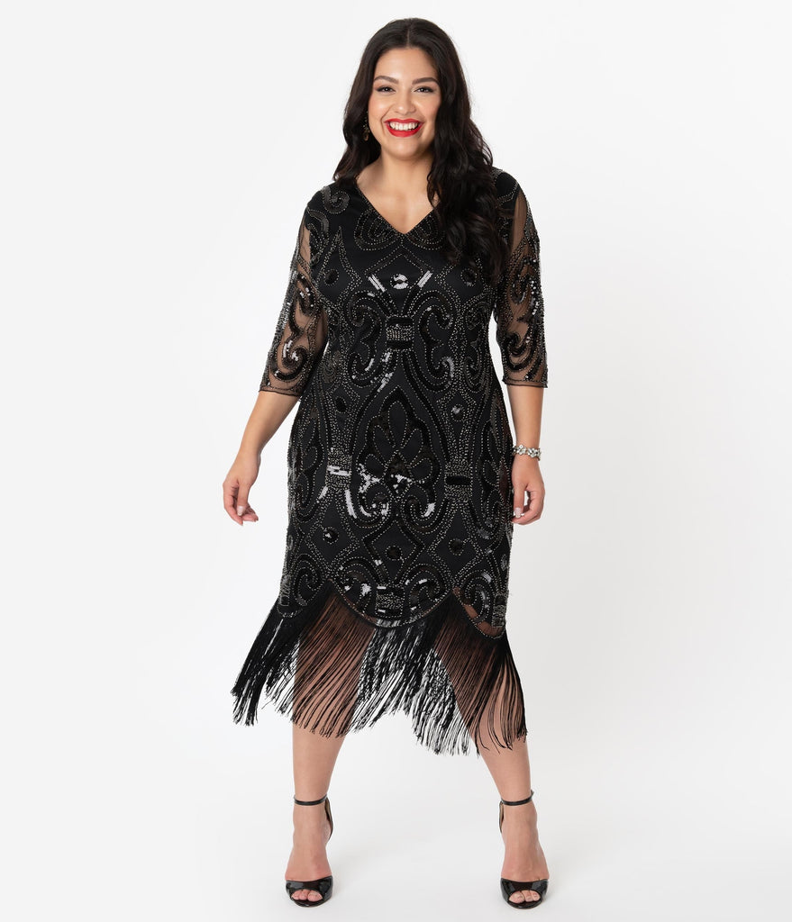 black flapper dress plus size