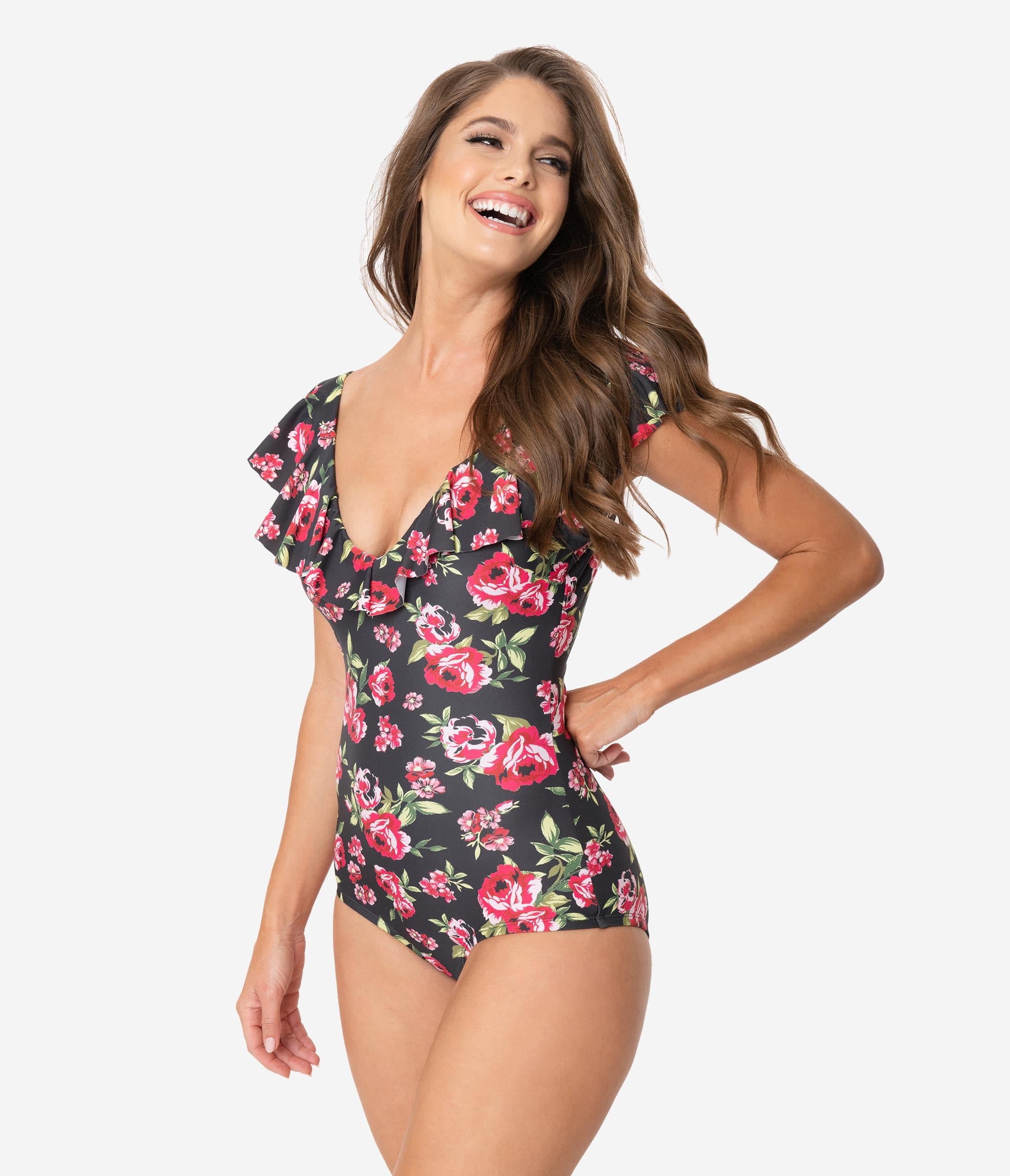 vintage floral swimsuit