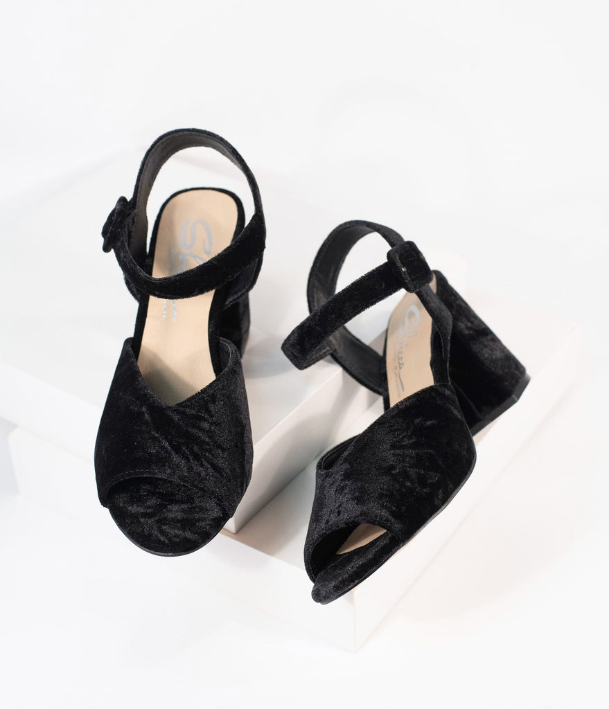 black velvet heels closed toe