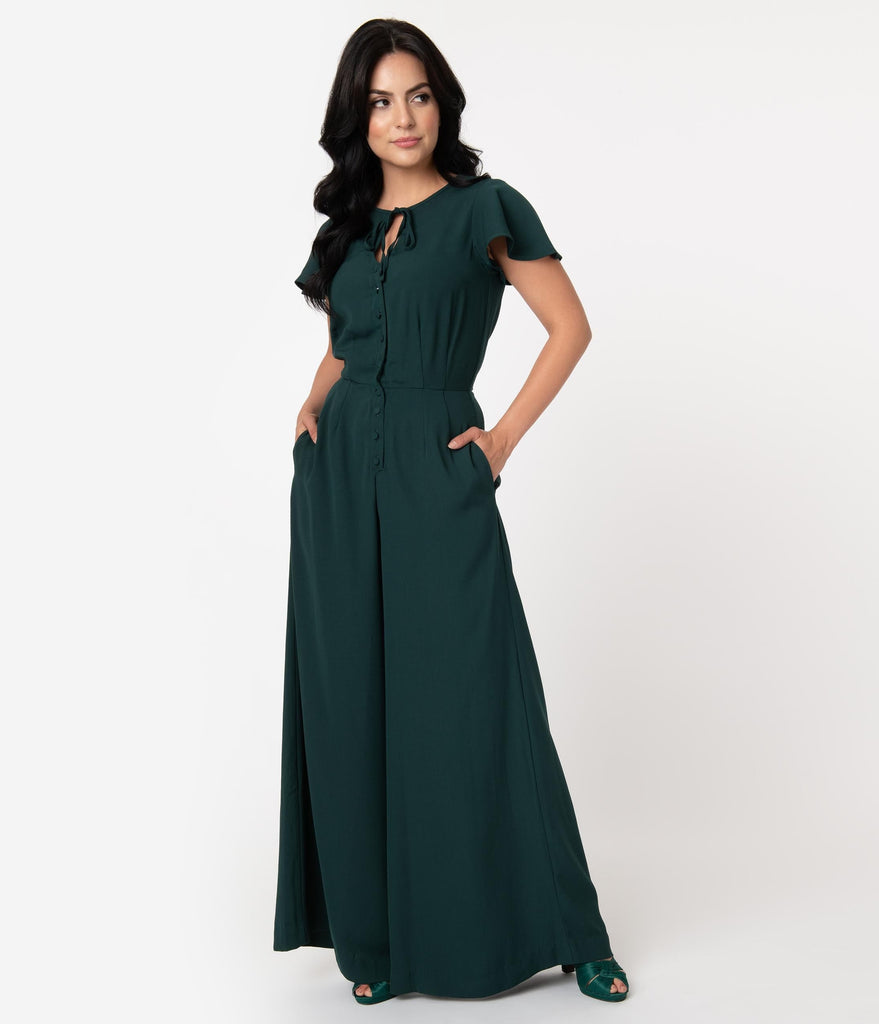 womens emerald green jumpsuit