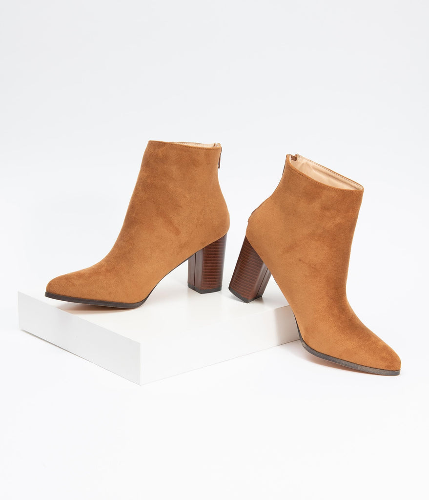 tan bootie heels