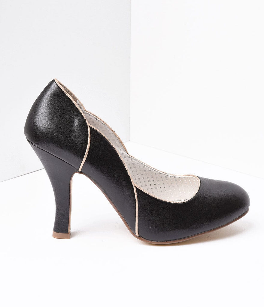 Black Leatherette Heel With Gold 