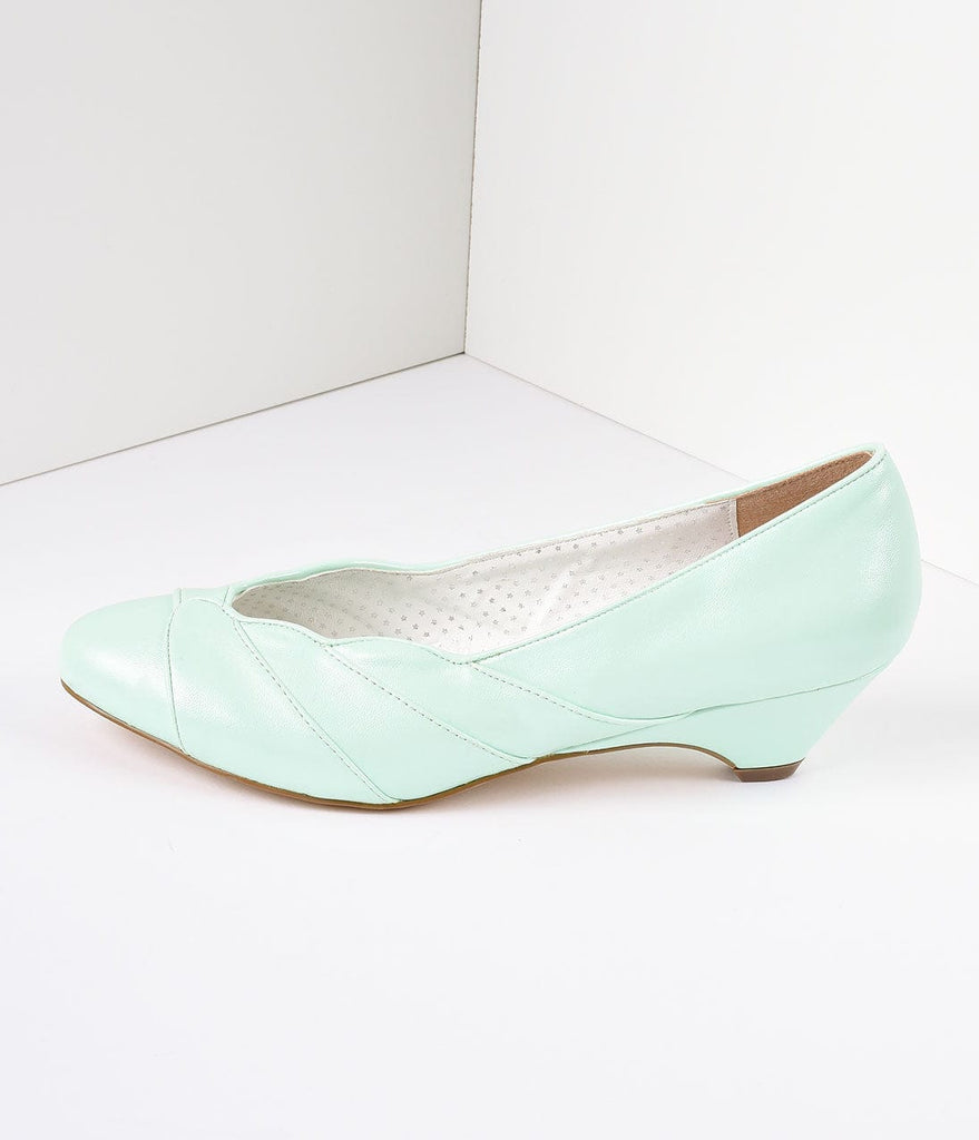 Mint Green Faux Leather Scalloped 