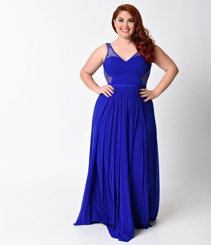 plus size long blue dress