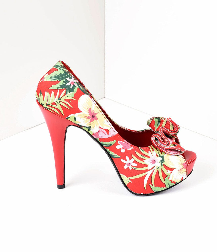 tropical print heels