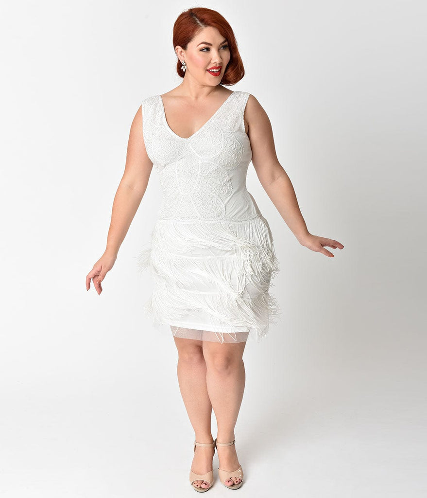 white cocktail dress plus size