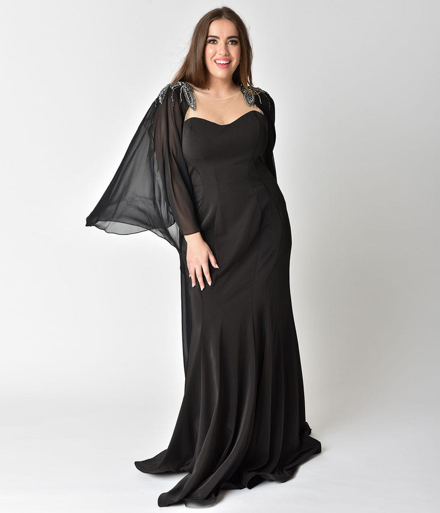 plus size cape gown