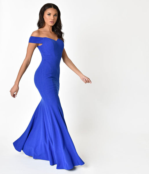 Royal Blue Sexy Mermaid Long Dress – Unique Vintage