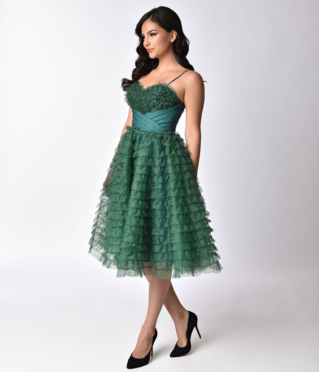 emerald green 50s dress