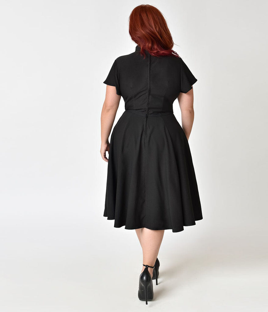 plus size black dress with red roses