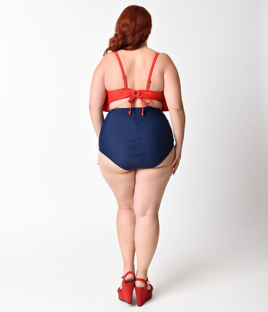 Navy blue plus size bikini bottoms