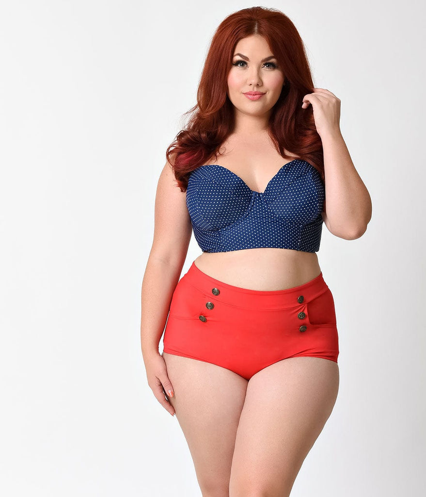 Navy blue plus size bikini bottoms