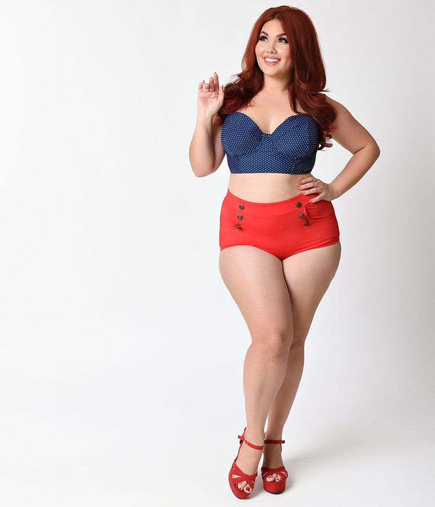 Navy blue plus size bikini bottoms