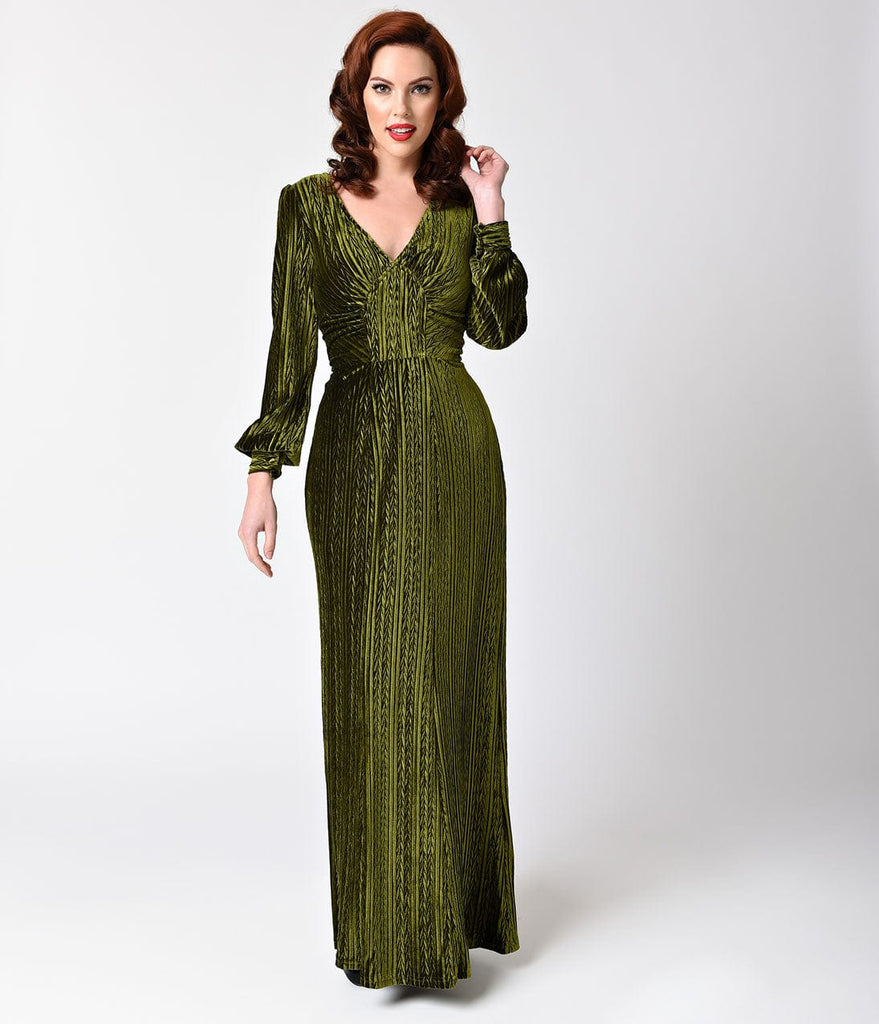 olive maxi dress with sleeves